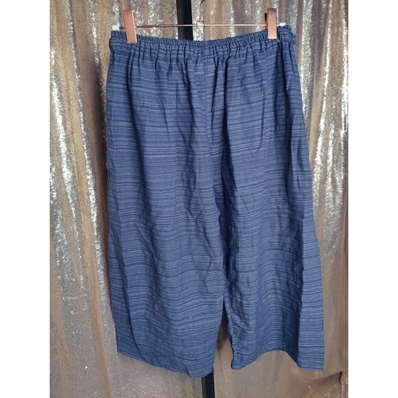 Harem Pants Elastic Waist Capri Length Woven Blue Black Purple Drawstring OSFM - Picture 2 of 9